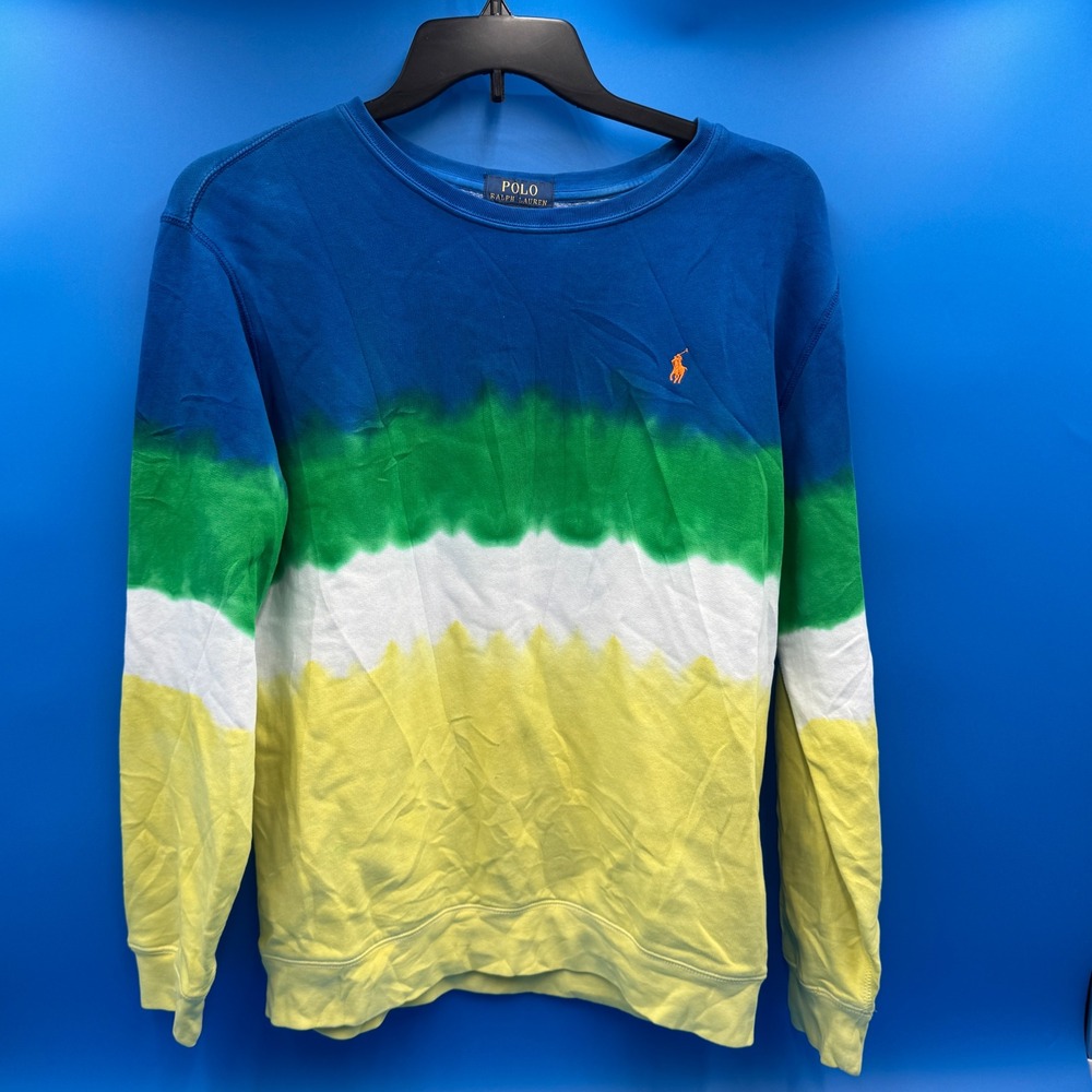 Polo Ralph Lauren Kids Tie Dye Crewneck Sweatshirt Blue Green Yellow XL 18-20